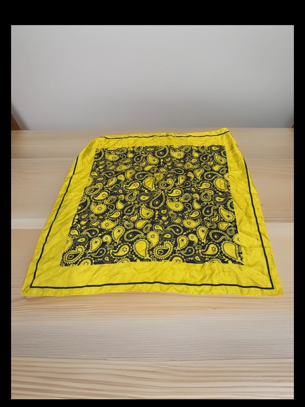 Yellow Paisley Print Silk Scarf